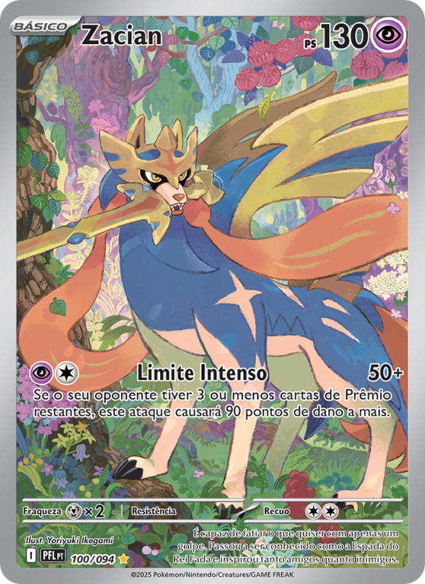 Zacian 100 — Phantasmal Flames (Portuguese Pokémon TCG card)