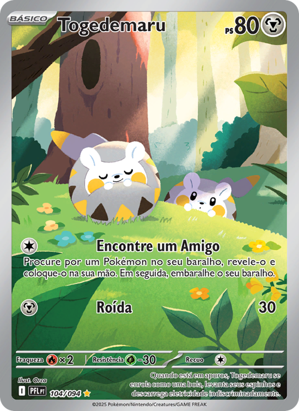 Togedemaru 104 — Phantasmal Flames (Portuguese Pokémon TCG card)