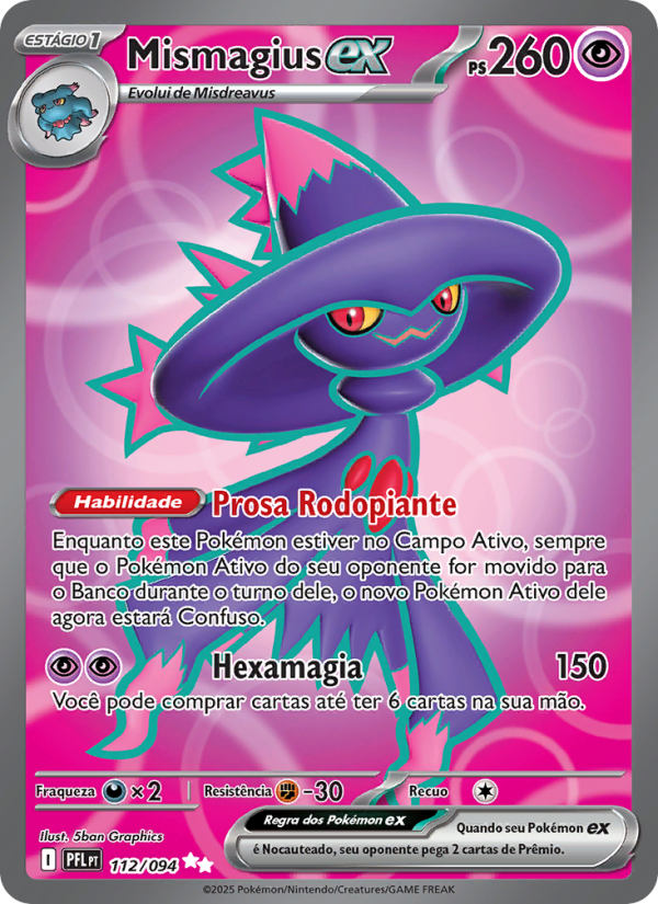 Mismagius ex 112 — Fogo Fantasmagórico (Portuguese Pokémon TCG card)
