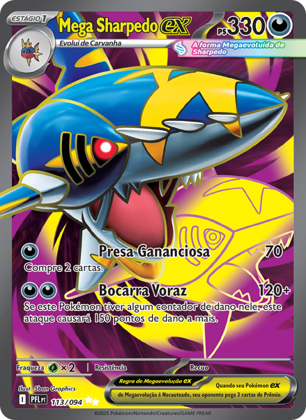 Mega Sharpedo ex 113 — Phantasmal Flames (Portuguese Pokémon TCG card)