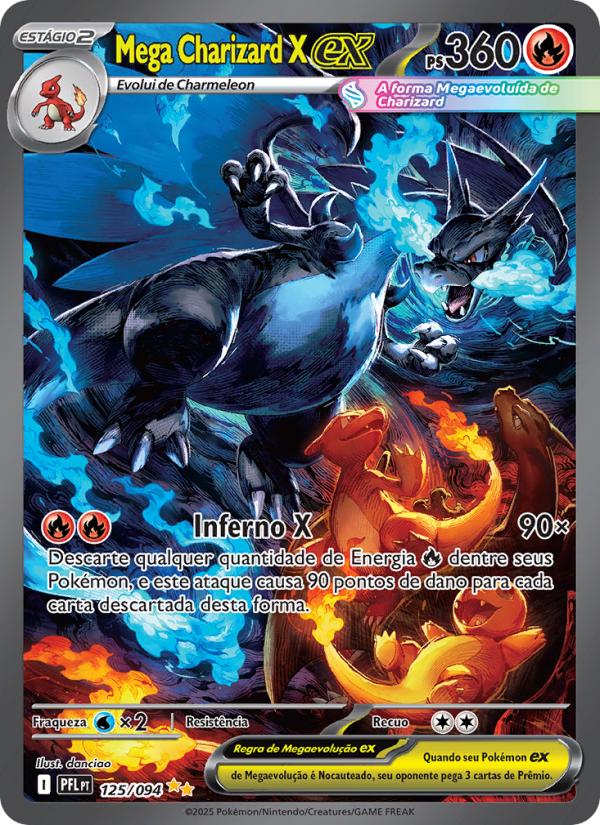 Mega Charizard X ex 125 — Fogo Fantasmagórico (Portuguese Pokémon TCG card)