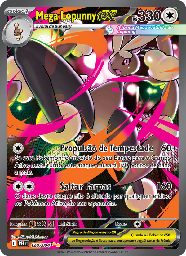Mega Lopunny ex 128 — Fogo Fantasmagórico (Portuguese Pokémon TCG card)
