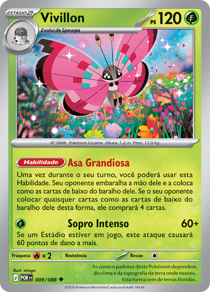 Vivillon 009 — Equilíbrio Perfeito (Portuguese Pokémon TCG card)