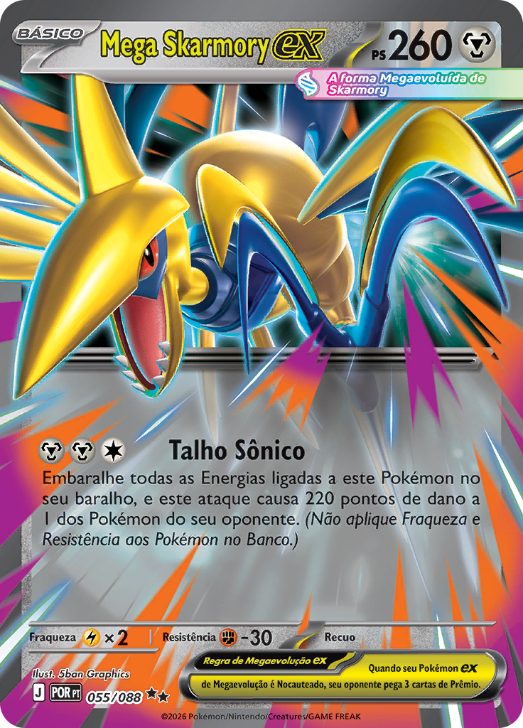 Mega Skarmory ex 055 — Equilíbrio Perfeito (Portuguese Pokémon TCG card)