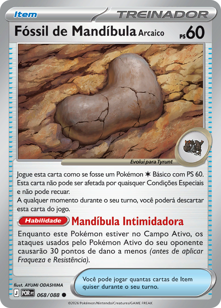 Fóssil de Mandíbula Arcaico 068 — Equilíbrio Perfeito (Portuguese Pokémon TCG card)