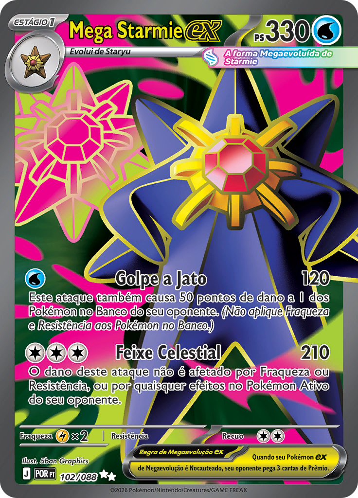 Mega Starmie ex 102 — Equilíbrio Perfeito (Portuguese Pokémon TCG card)