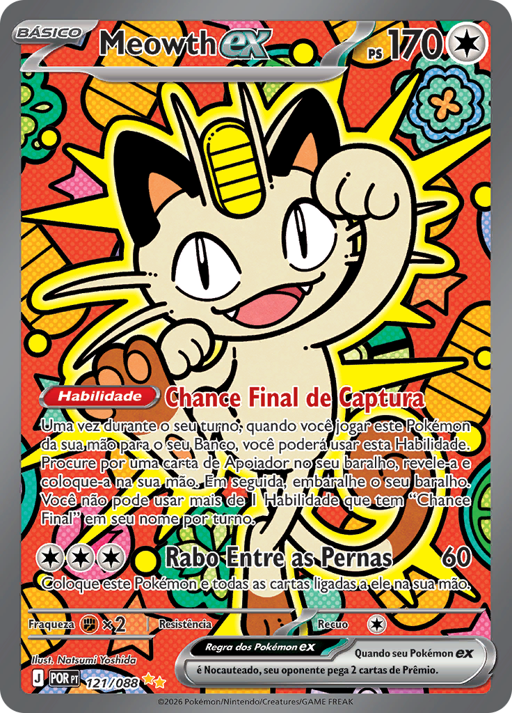 Meowth ex 121 — Equilíbrio Perfeito (Portuguese Pokémon TCG card)