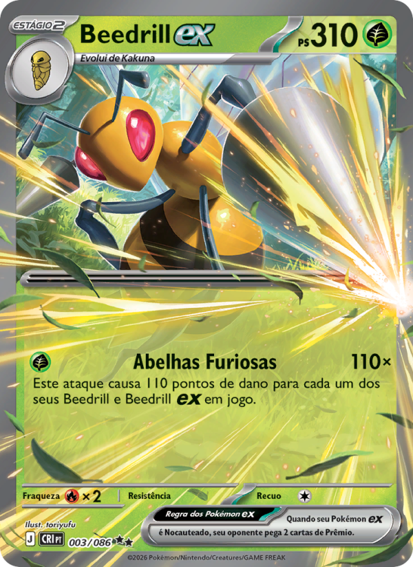 Beedrill ex 003 — Caos Ascendente (Portuguese Pokémon TCG card)