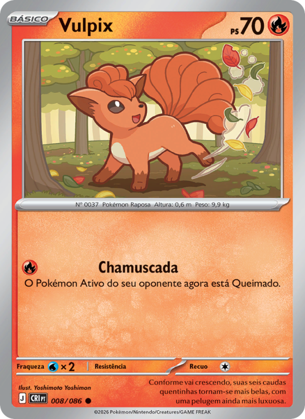 Vulpix 008 — Caos Ascendente (Portuguese Pokémon TCG card)