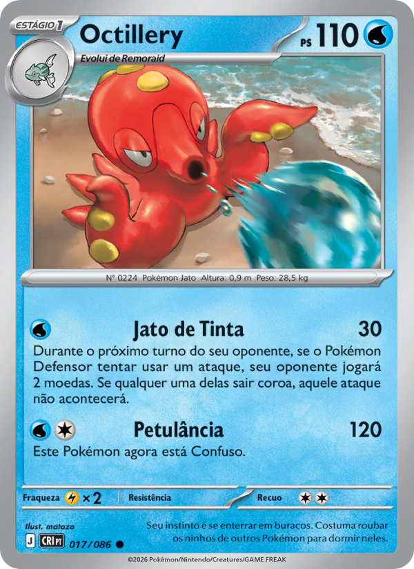 Octillery 017 — Caos Ascendente (Portuguese Pokémon TCG card)