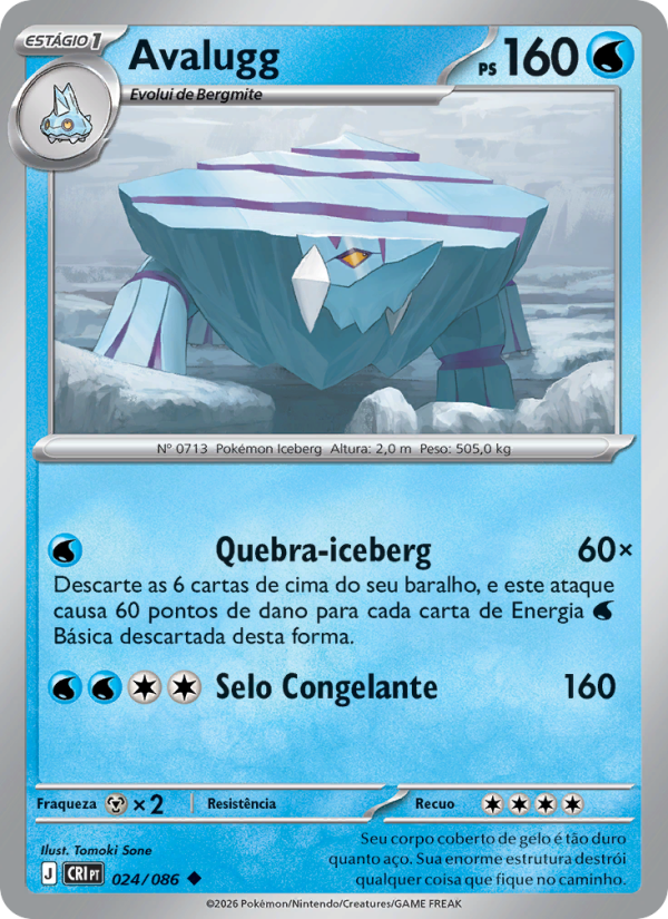 Avalugg 024 — Caos Ascendente (Portuguese Pokémon TCG card)