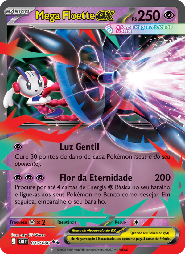 Mega Floette ex 035 — Caos Ascendente (Portuguese Pokémon TCG card)