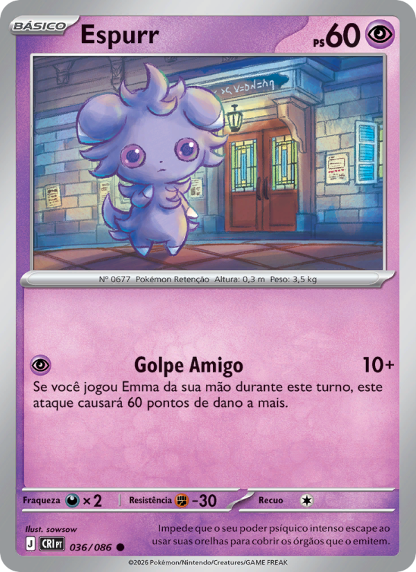 Espurr 036 — Caos Ascendente (Portuguese Pokémon TCG card)
