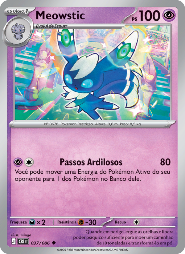 Meowstic 037 — Caos Ascendente (Portuguese Pokémon TCG card)