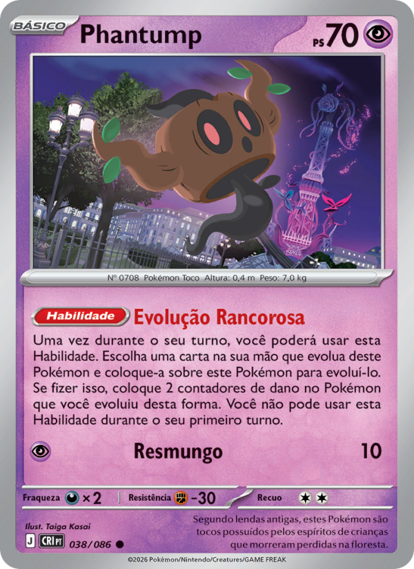 Phantump 038 — Caos Ascendente (Portuguese Pokémon TCG card)