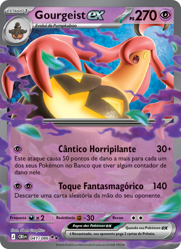 Gourgeist ex 041 — Caos Ascendente (Portuguese Pokémon TCG card)