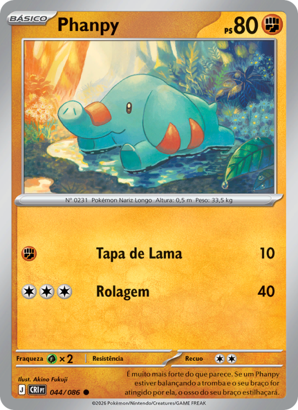 Phanpy 044 — Caos Ascendente (Portuguese Pokémon TCG card)