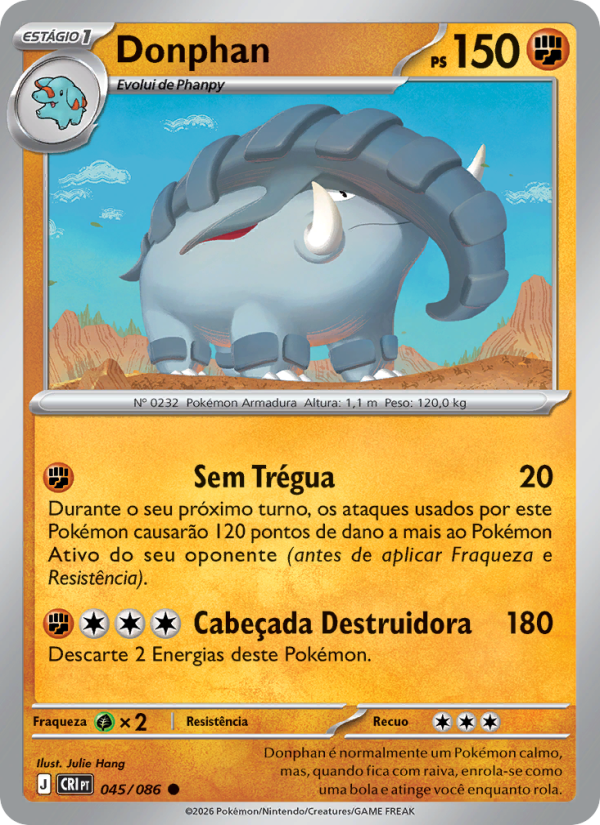 Donphan 045 — Caos Ascendente (Portuguese Pokémon TCG card)