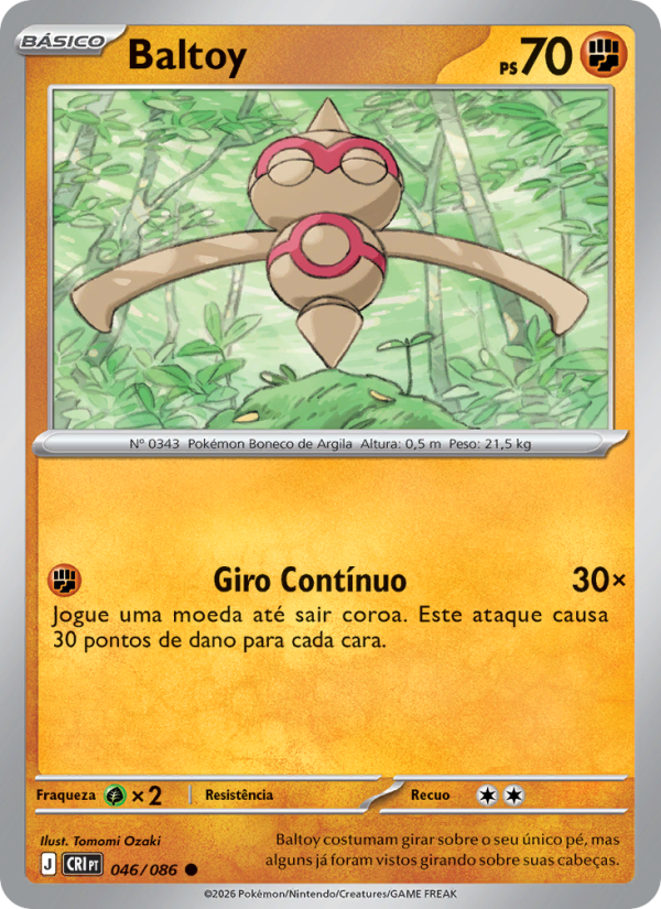 Baltoy 046 — Caos Ascendente (Portuguese Pokémon TCG card)