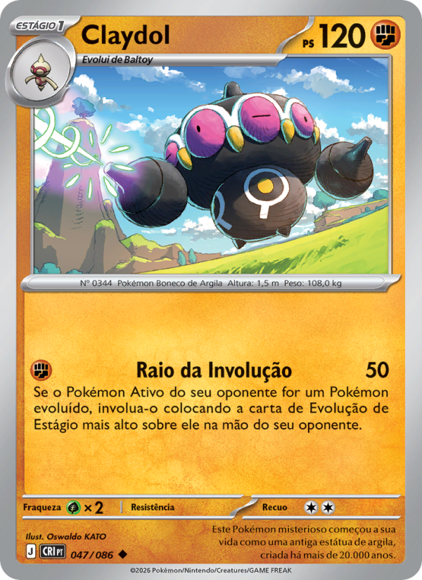 Claydol 047 — Caos Ascendente (Portuguese Pokémon TCG card)