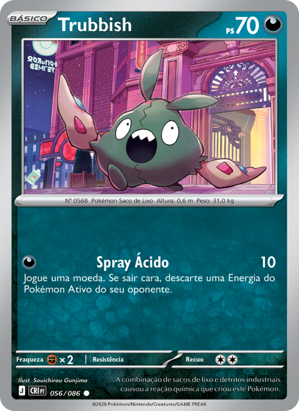Trubbish 056 — Caos Ascendente (Portuguese Pokémon TCG card)