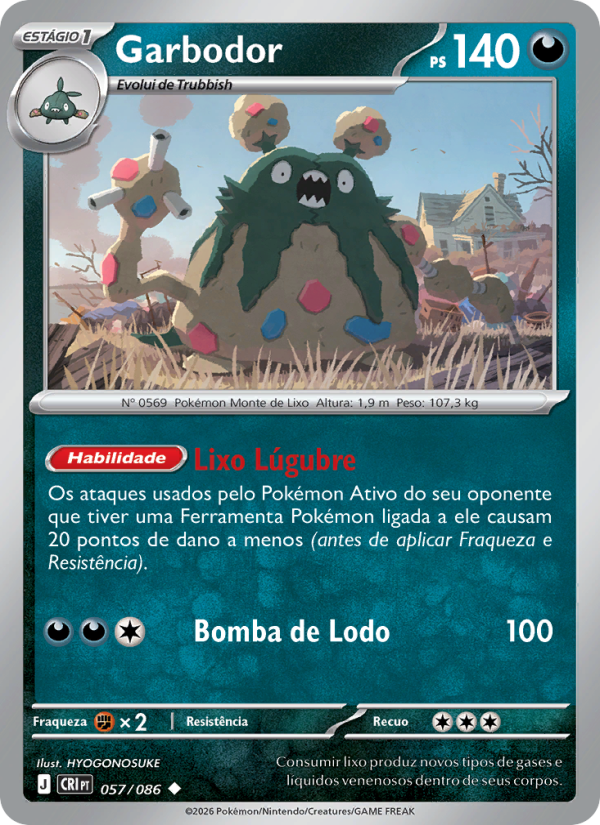 Garbodor 057 — Caos Ascendente (Portuguese Pokémon TCG card)