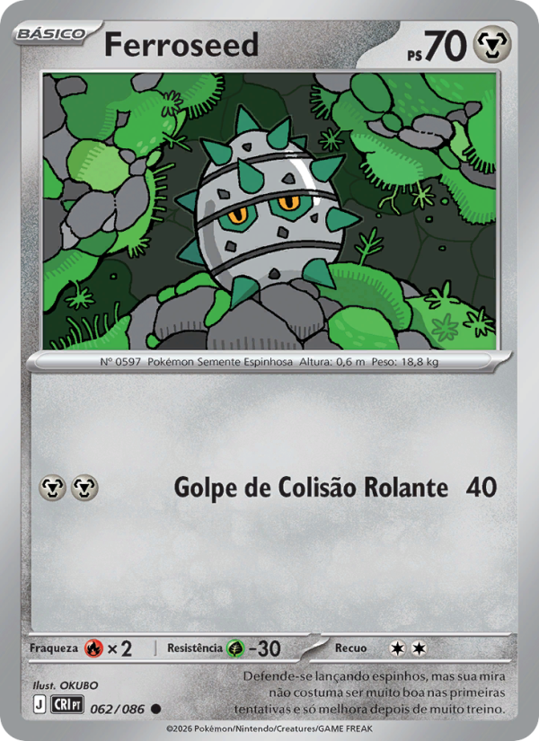 Ferroseed 062 — Caos Ascendente (Portuguese Pokémon TCG card)