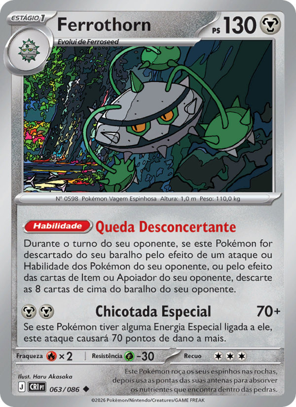 Ferrothorn 063 — Caos Ascendente (Portuguese Pokémon TCG card)