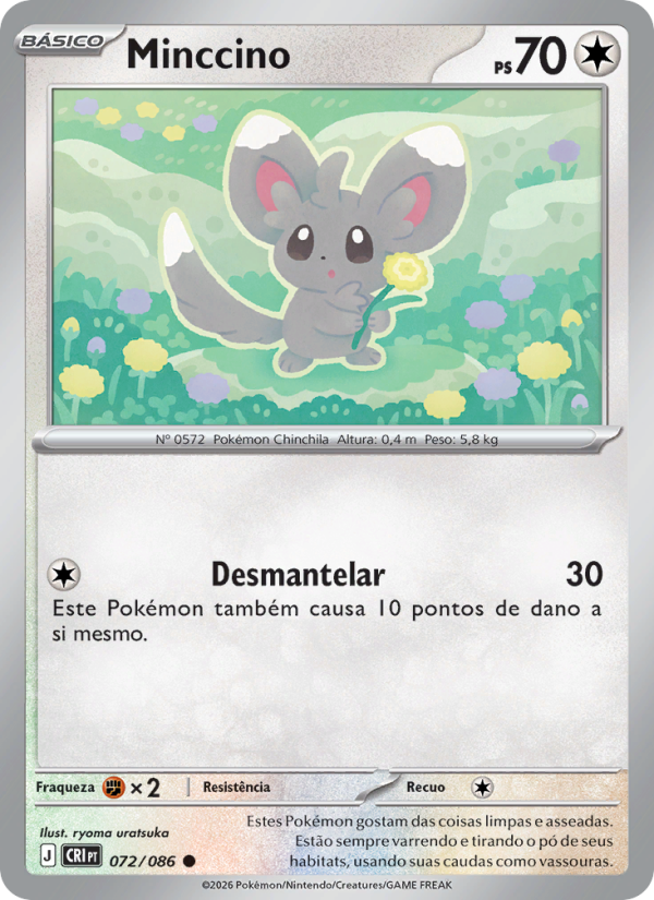 Minccino 072 — Caos Ascendente (Portuguese Pokémon TCG card)