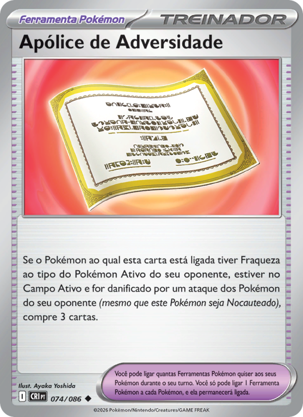 Apólice de Adversidade 074 — Caos Ascendente (Portuguese Pokémon TCG card)