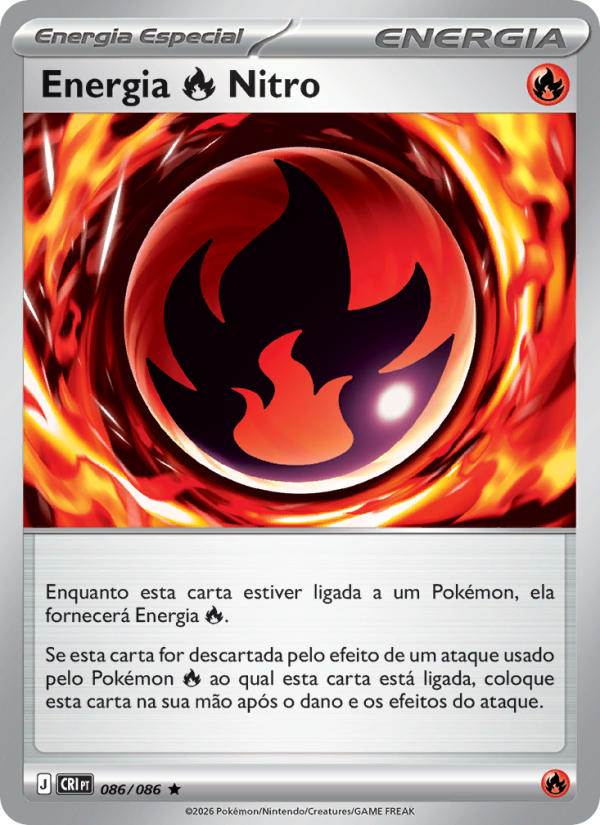 Energia Fire Nitro 086 — Caos Ascendente (Portuguese Pokémon TCG card)
