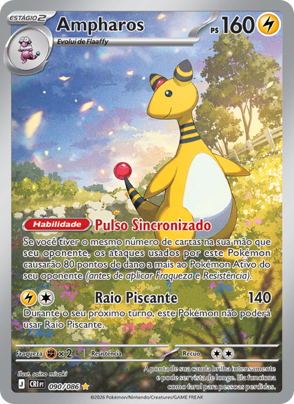 Ampharos 090 — Caos Ascendente (Portuguese Pokémon TCG card)