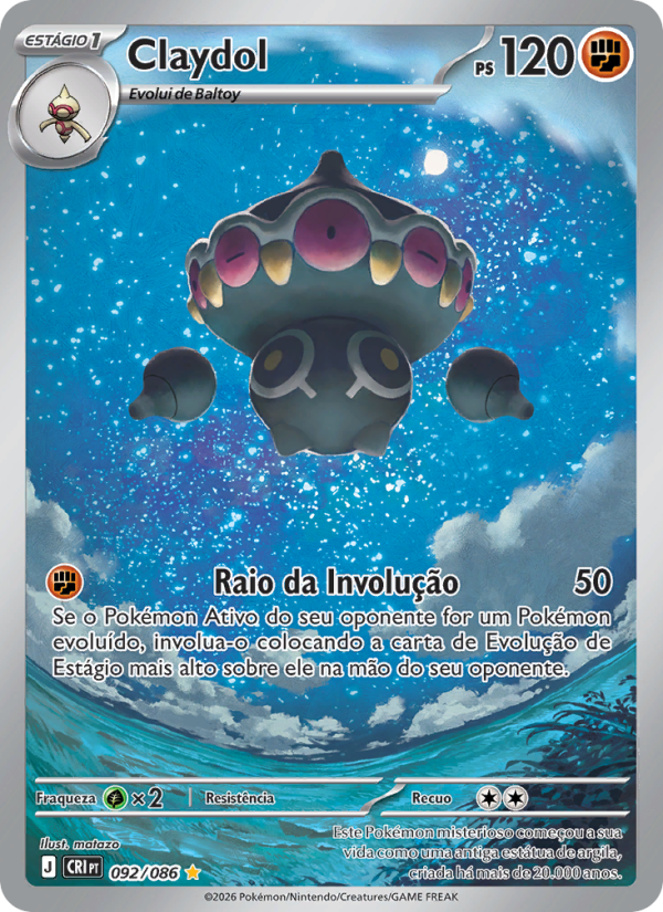 Claydol 092 — Caos Ascendente (Portuguese Pokémon TCG card)
