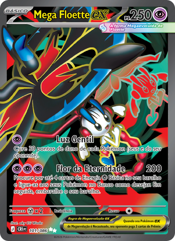 Mega Floette ex 101 — Caos Ascendente (Portuguese Pokémon TCG card)