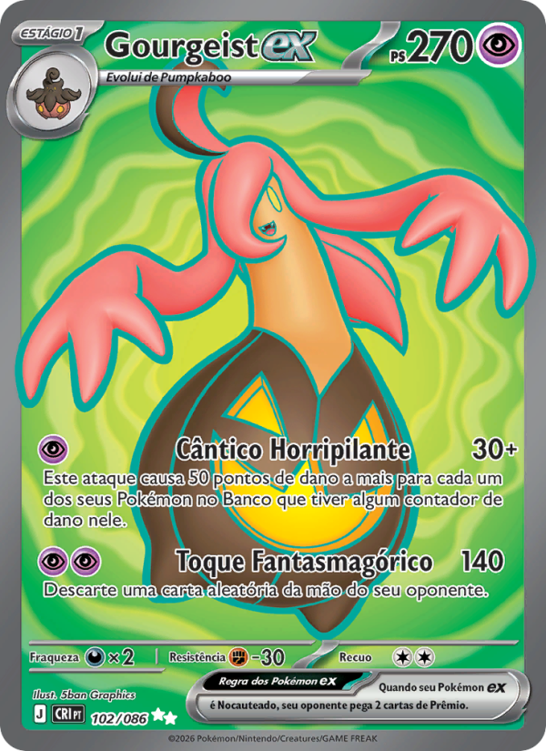 Gourgeist ex 102 — Caos Ascendente (Portuguese Pokémon TCG card)