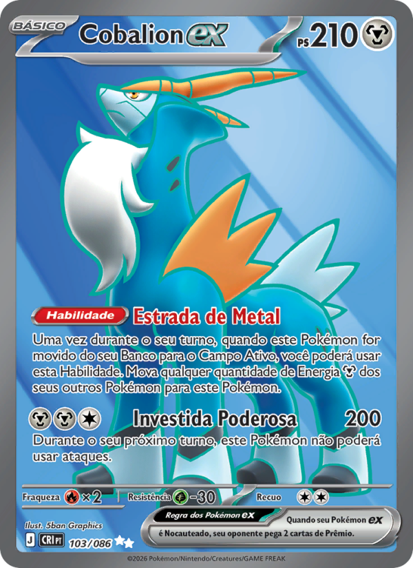 Cobalion ex 103 — Caos Ascendente (Portuguese Pokémon TCG card)