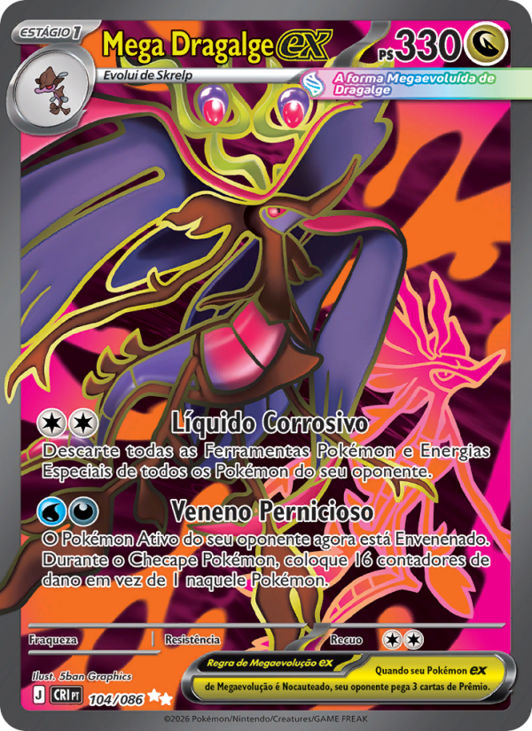 Mega Dragalge ex 104 — Caos Ascendente (Portuguese Pokémon TCG card)