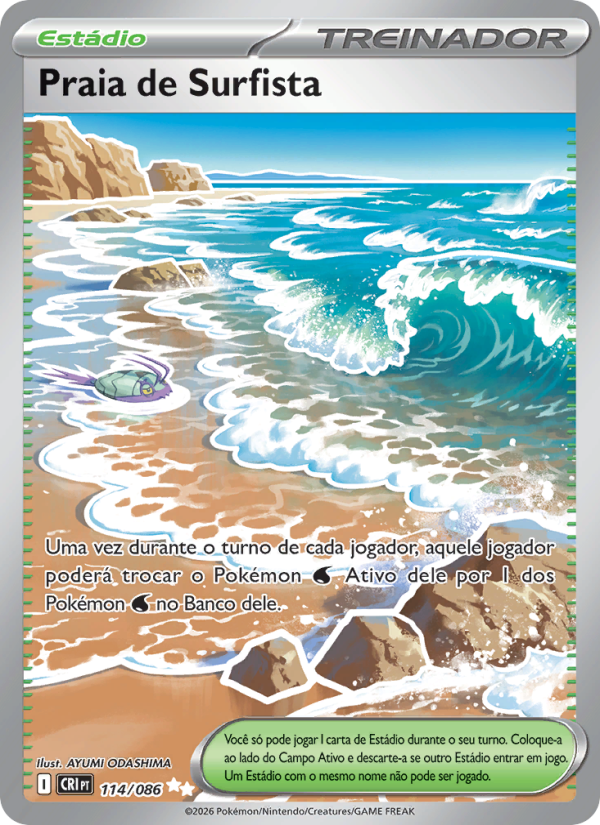 Praia de Surfista 114 — Caos Ascendente (Portuguese Pokémon TCG card)