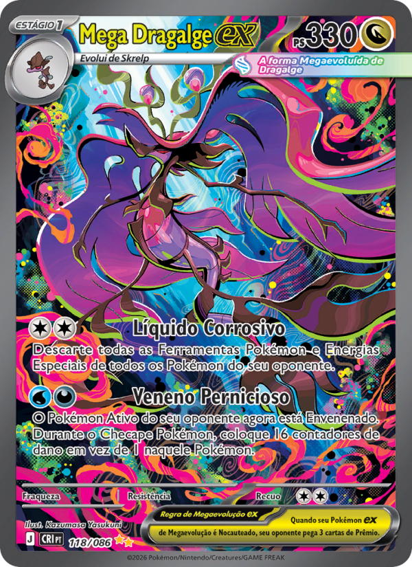 Mega Dragalge ex 118 — Caos Ascendente (Portuguese Pokémon TCG card)