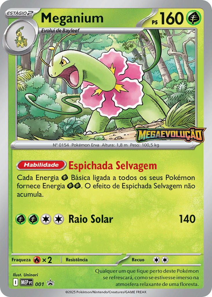 Meganium 001 — MEP Black Star Promos (Portuguese Pokémon TCG card)