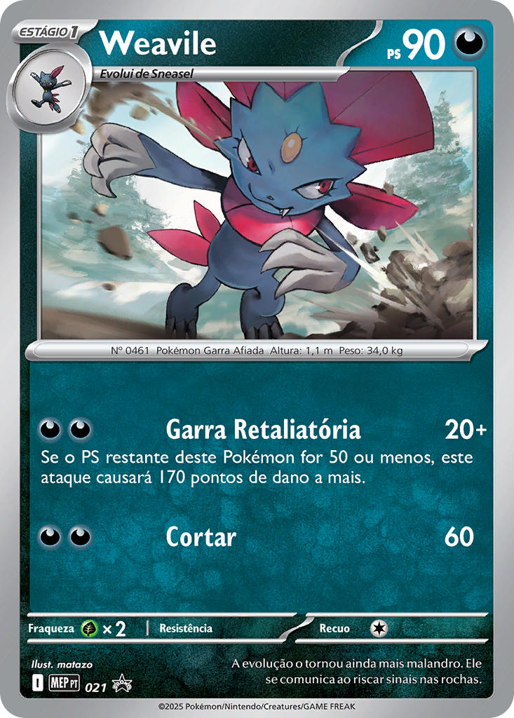 Weavile 021 — MEP Black Star Promos (Portuguese Pokémon TCG card)