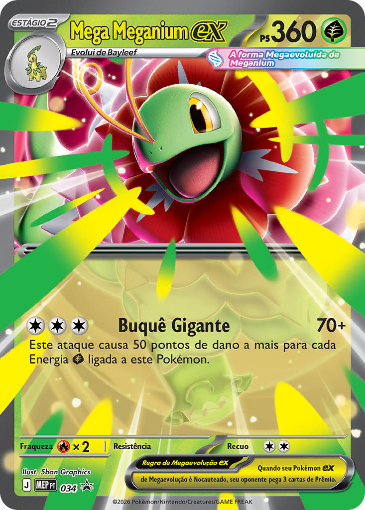 Mega Meganium ex 034 — MEP Black Star Promos (Portuguese Pokémon TCG card)