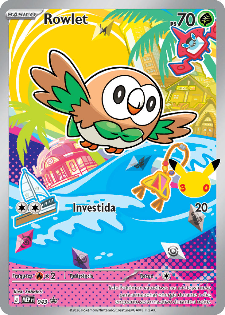 Rowlet 043 — MEP Black Star Promos (Portuguese Pokémon TCG card)