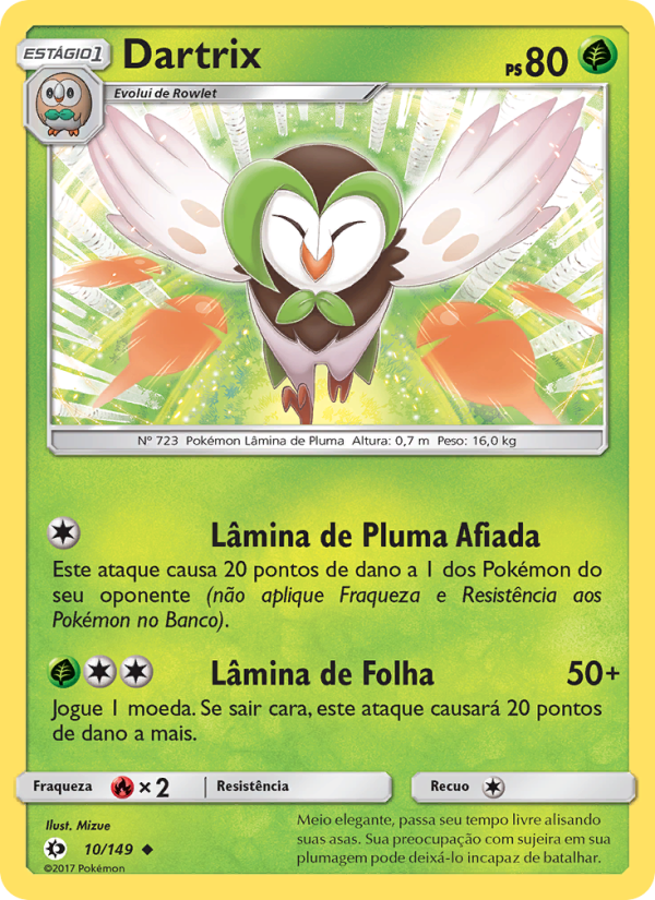 Dartrix 10 — Sol e Lua (Portuguese Pokémon TCG card)