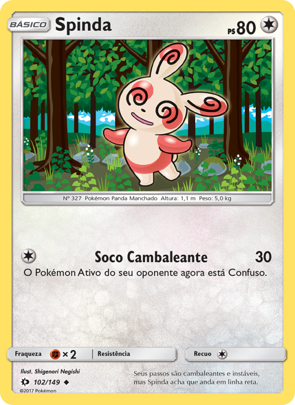 Spinda 102 — Sol e Lua (Portuguese Pokémon TCG card)