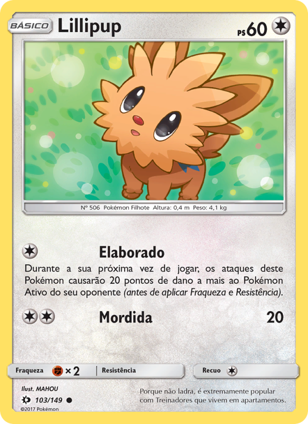 Lillipup 103 — Sol e Lua (Portuguese Pokémon TCG card)