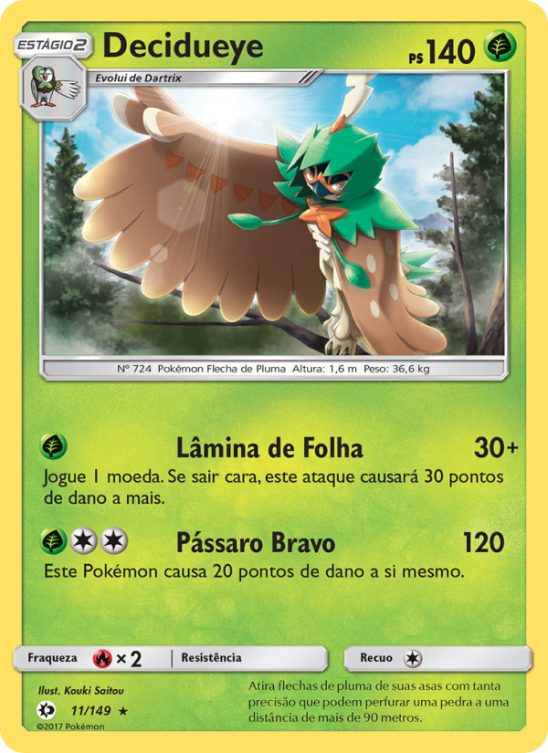 Decidueye 11 — Sol e Lua (Portuguese Pokémon TCG card)
