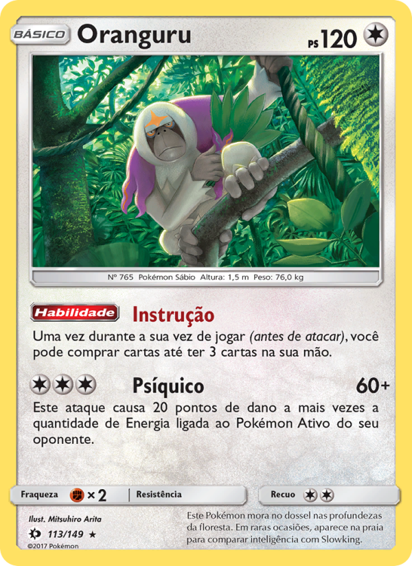 Oranguru 113 — Sol e Lua (Portuguese Pokémon TCG card)