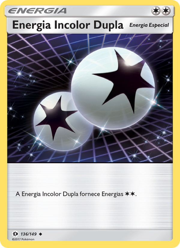 Energia Incolor Dupla 136 — Sol e Lua (Portuguese Pokémon TCG card)