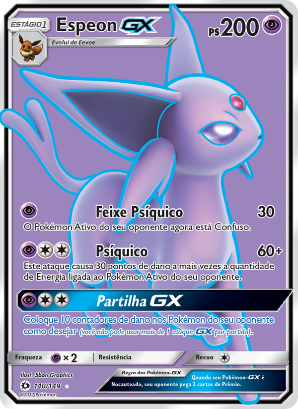 Espeon GX 140 — Sol e Lua (Portuguese Pokémon TCG card)